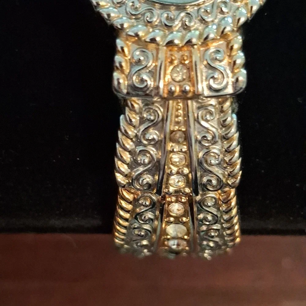 Cote d'Azur Two-Toned Cuff Watch With Rhinestones. *READ DESCRIPTION*